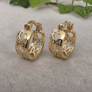 Gold Filled Small Hoop Earrings Heart Detail